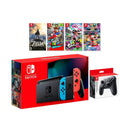 2019 New Nintendo Switch Must-Play Bundle, 32GB Neon Red/Neon Blue Joy-Con Console Set, Pro Controller, The Legend of Zelda: Breath of the Wild, Super Mario Odyssey, Splatoon 2, Mario Kart 8 Deluxe - sunrise shopping mall