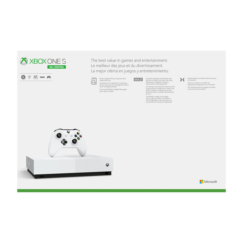 Microsoft Xbox One S 1TB All-Digital Edition, White