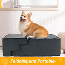 Zuome 28" H Dog Stairs for Small and Medium Dogs 6-Step Ramps for High Beds and Couch Non-Slip Extra Wide Pet Stairs for Old Dogs and Puppy and Cat - Stable & Durable with Machine Washable Cover Indoor