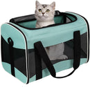 Zuome Cat Carrying Case Pet Dog Carrier Soft-Sided Cat Bag Airline Approved, Pet Travel Carrier Up to 15 Lbs, Collapsible Cats Carrier Dog Carrier for Medium Small Cats Dogs(17x11x11 Green)