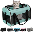 Zuome Cat Carrying Case Pet Dog Carrier Soft-Sided Cat Bag Airline Approved, Pet Travel Carrier Up to 15 Lbs, Collapsible Cats Carrier Dog Carrier for Medium Small Cats Dogs(17x11x11 Green)
