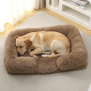 Zuome Orthopedic Dog Bed for XXL Dogs - Washable Memory Foam Pet Sofa, Fluffy Plush Rectangular Bed, Waterproof Anti-Anxiety Couch, Khaki, XXL