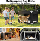 Zuome Large Dog Crate for Indoor Outdoor, Portable Collapsible Travel Dogs Crate, 42 Inch Soft Foldable Pet Kennel with 4-Door Mesh Windows
