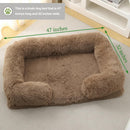 Zuome Orthopedic Dog Bed for XXL Dogs - Washable Memory Foam Pet Sofa, Fluffy Plush Rectangular Bed, Waterproof Anti-Anxiety Couch, Khaki, XXL
