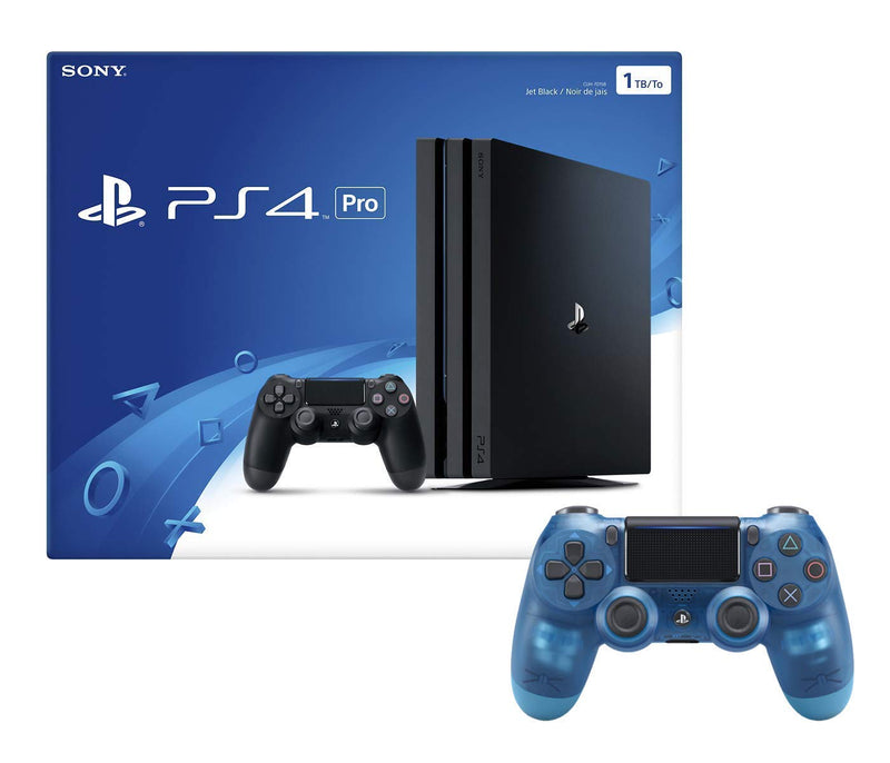 Sony PlayStation 4 Pro 1TB Console with Extra Crystal Blue Dualshock 4 Wireless Controller Bundle - sunrise shopping mall