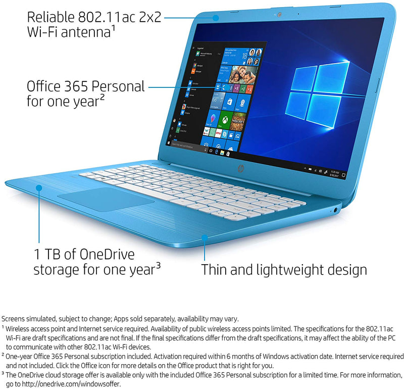 HP Stream 14" Notebook - 1366 x 768 - Celeron N4000 - 4 GB RAM - Intel UHD Graphics 600 - sunrise shopping mall
