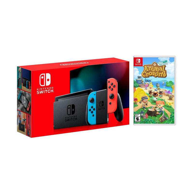 2019 New Nintendo Switch Gray Joy-Con Improved Battery Life Console Bundle with Animal Crossing: New Horizons NS Game Disc - 2020 Best Game! - sunrise shopping mall